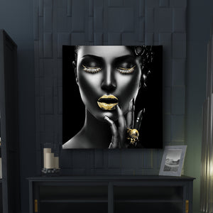 Fashion Wall Art - Girl with Gold Lips and Makeup
