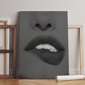 Canvas Fashion Wall Art -  Black & White Lips 