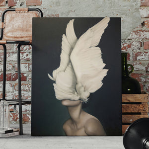 Canvas Fashion Wall Art -  Girl & White Wings