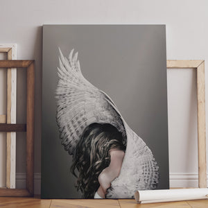 Canvas Fashion Wall Art -  Mystical Girl & White Wings
