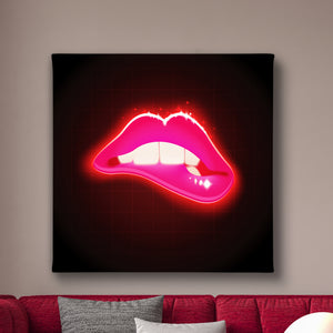 Canvas Fashion Wall Art -  Pink Neon Lips