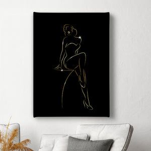 Canvas Fashion Wall Art -  Gold Woman Silhouette