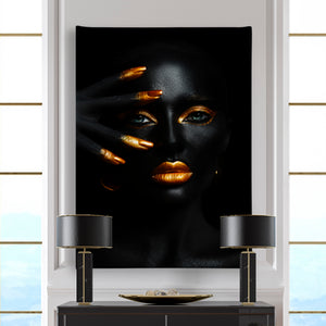 Canvas Fashion Wall Art -  Gold Makeup Lips