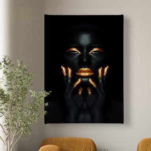 Canvas Fashion Wall Art -  Beauty Gold Woman Art
