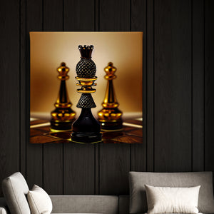 Canvas Fashion Wall Art -  Black & Gold Chess 
