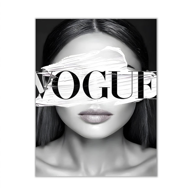 Canvas Fashion Wall Art, Black & White Vogue Magazine, Glam Wall Poster