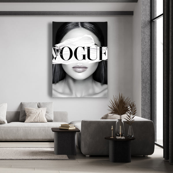 Canvas Fashion Wall Art, Black & White Vogue Magazine, Glam Wall Poster