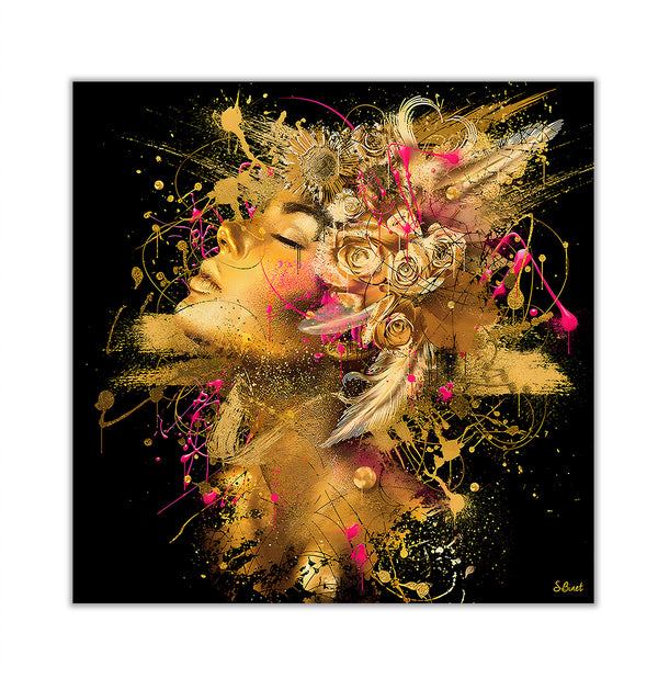 Canvas Fashion Wall Art, Abstract Golden Lady, Glam Wall Poster