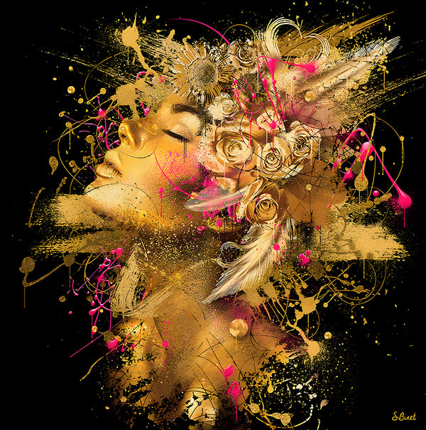 Canvas Fashion Wall Art, Abstract Golden Lady, Glam Wall Poster