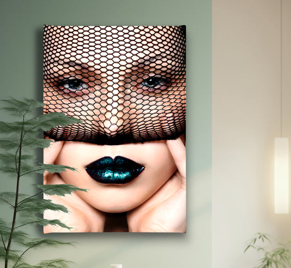 Canvas Fashion Wall Art -  Lady with dark Green Lips