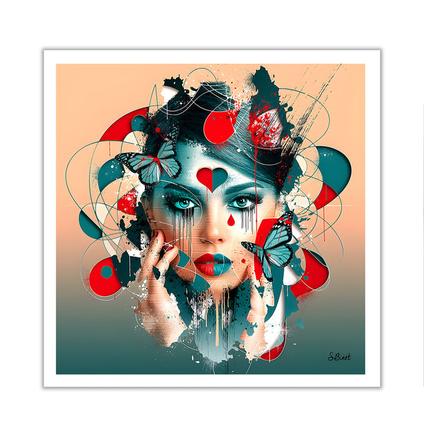 Canvas Fashion Wall Art, Lady with Butteflies, Glam Wall Poster