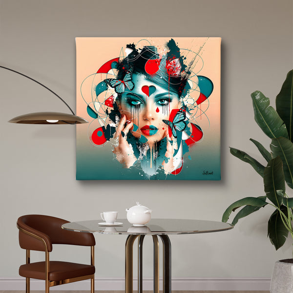 Canvas Fashion Wall Art, Lady with Butteflies, Glam Wall Poster