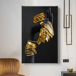 Canvas Fashion Wall Art -  Woman Hand & Gold Accesories