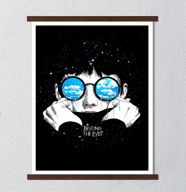 Canvas Fashion Wall Art, Blue sunglasses, Glam Wall Poster