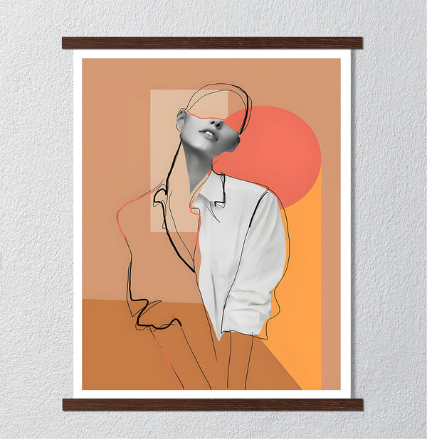Canvas Fashion Wall Art, One Line Girl Art, Glam Wall Poster