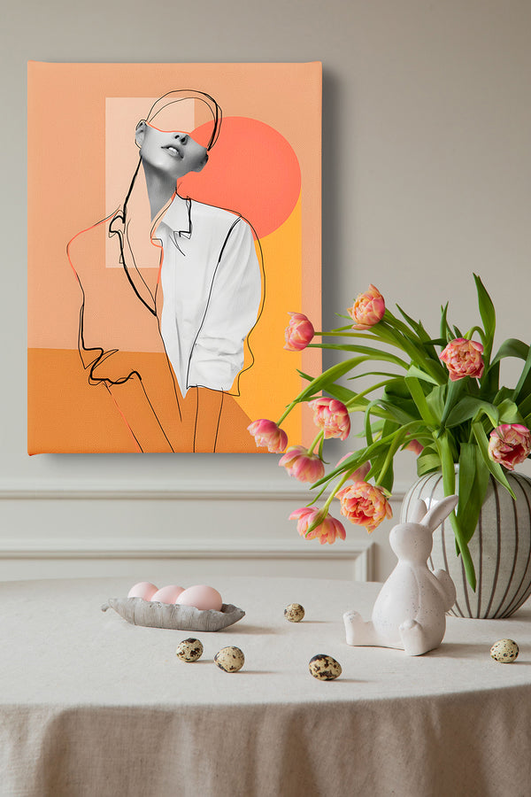 Canvas Fashion Wall Art, One Line Girl Art, Glam Wall Poster