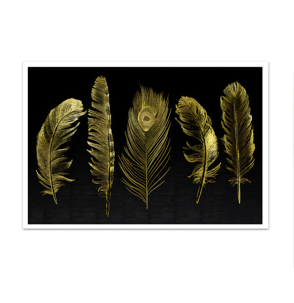 Canvas Fashion Wall Art, Golden feathers, Glam Wall Poster