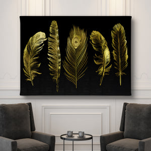 Canvas Fashion Wall Art -  Golden feathers