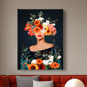 Canvas Fashion Wall Art -  Abstract Lady with Flowers