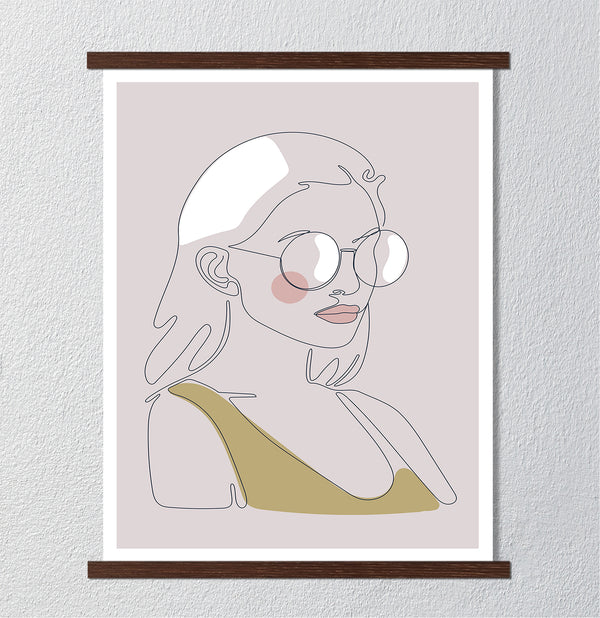 Canvas Wall Art, One Line Woman Face, Minimalist Wall Poster