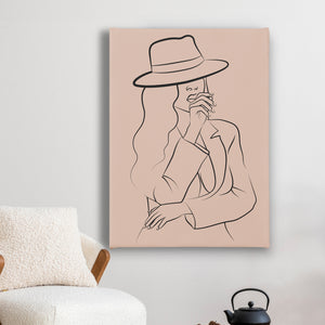 Canvas Wall Art - Fashion Woman with Hat