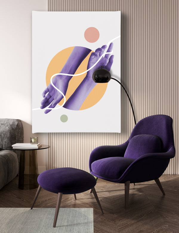 Canvas Wall Art, Purple Abstract Hands, Minimalist Wall Poster