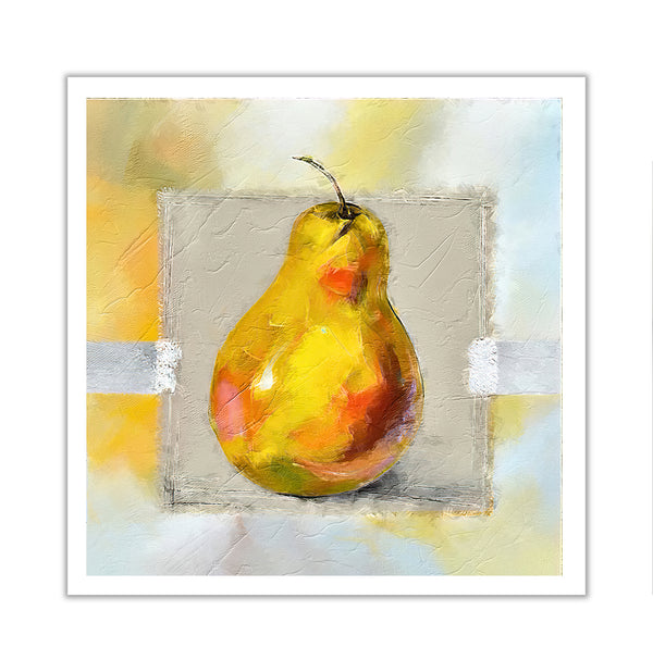 Canvas Wall Art, Oil Pained Yellow Pear Fruit, Wall Poster