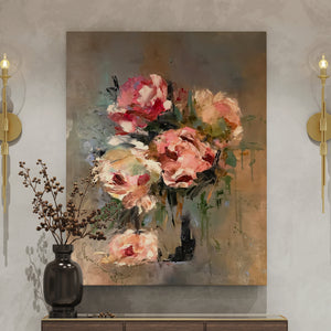 Canvas Wall Poster -  Soft Colors Flower Bouquet