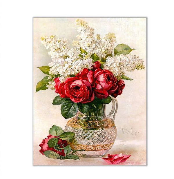 Canvas Wall Poster, Spring White Flower Bouquet, Wall Art