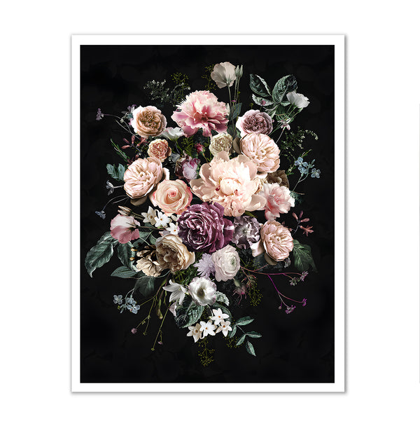 Canvas Wall Poster, Soft Pink Peony Flower Bouquet, Wall Art