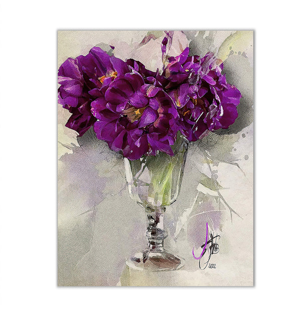 Canvas Wall Poster,Purple Flower Bouquet, Wall Art