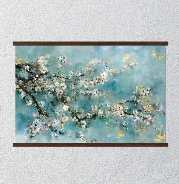 Canvas Wall Poster, White Flowers Tree Branch, Wall Art