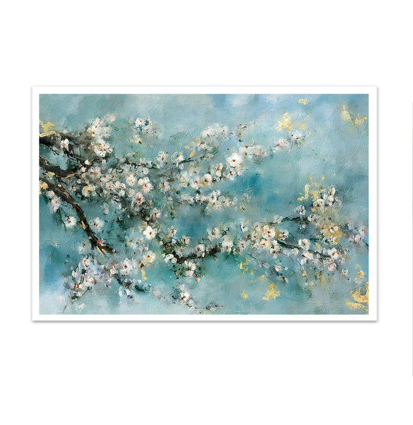 Canvas Wall Poster, White Flowers Tree Branch, Wall Art