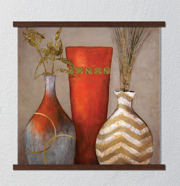 Canvas Wall Art, Oil Pained Decorative Vases, Wall Poster