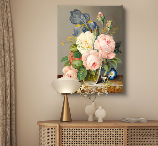 Canvas Wall Poster -  Retro Soft Multiflower Flower Bouquet