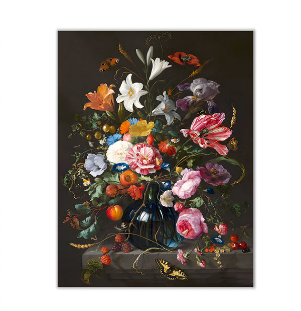 Canvas Wall Art, Vase of Colorful Flowers, Wall Poster