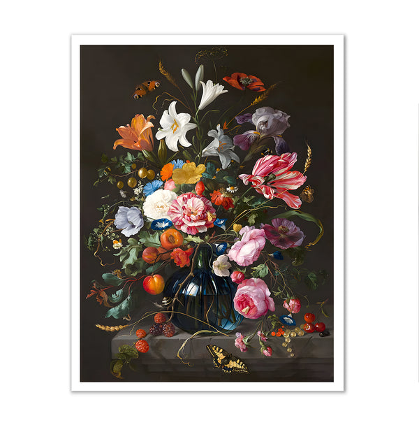 Canvas Wall Art, Vase of Colorful Flowers, Wall Poster