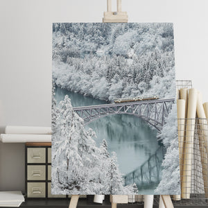 Canvas Wall Poster -  Winter Forest & Train