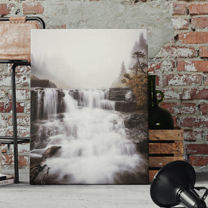 Canvas Wall Poster -  Foggy Autumn Waterfall