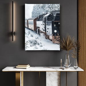 Wall Poster - Old Locomotive and Snowy Winter 