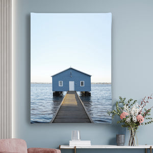 Canvas Wall Poster -  Blue Boat House 