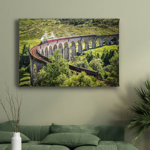Сanvas Wall Poster - Glenfinnan Viaduct and Green Forest 