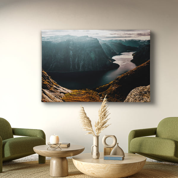 Canvas Wall Poster, Natural Landscape of River and Mountains, Wall Art