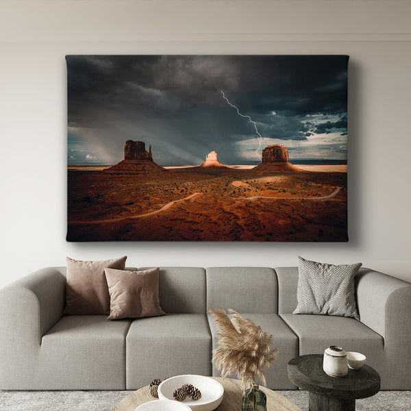 Canvas Wall Poster, Lightning in the Desert, Wall Art