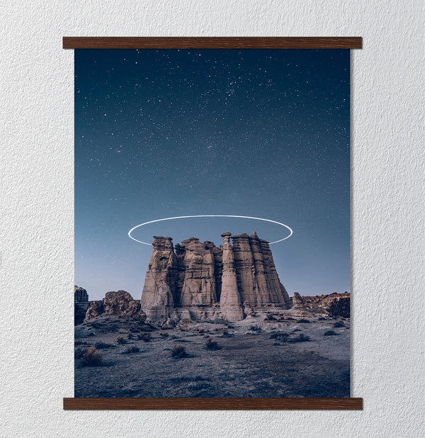Canvas Wall Poster,Stars and Night Rocks in the Desert, Wall Art