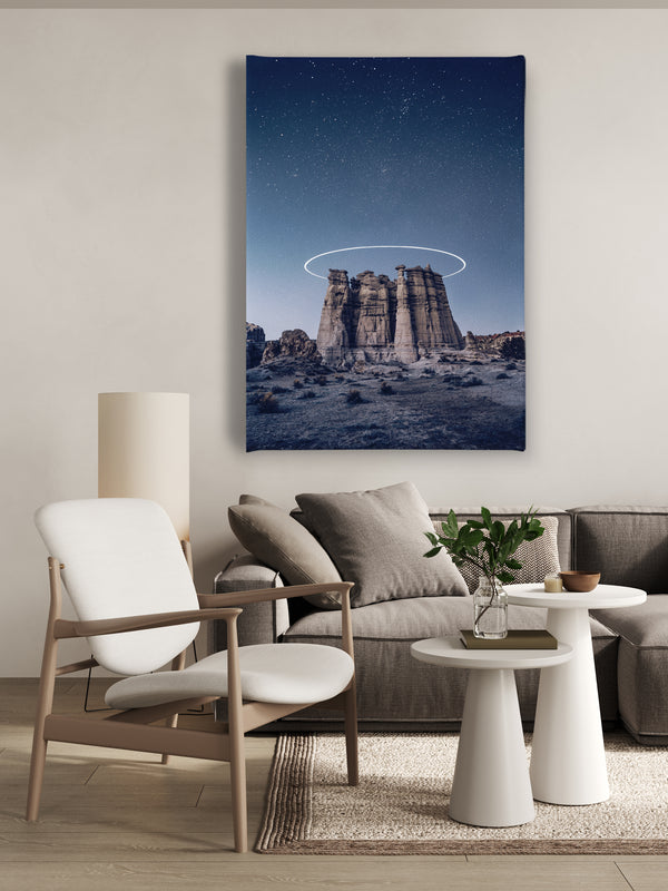 Canvas Wall Poster,Stars and Night Rocks in the Desert, Wall Art