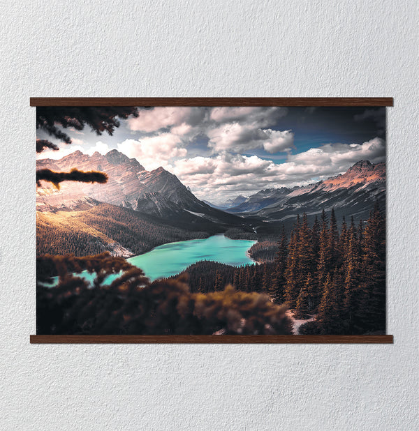 Canvas Wall Poster, Turquoise Water in the Forest Mountains, Wall Art