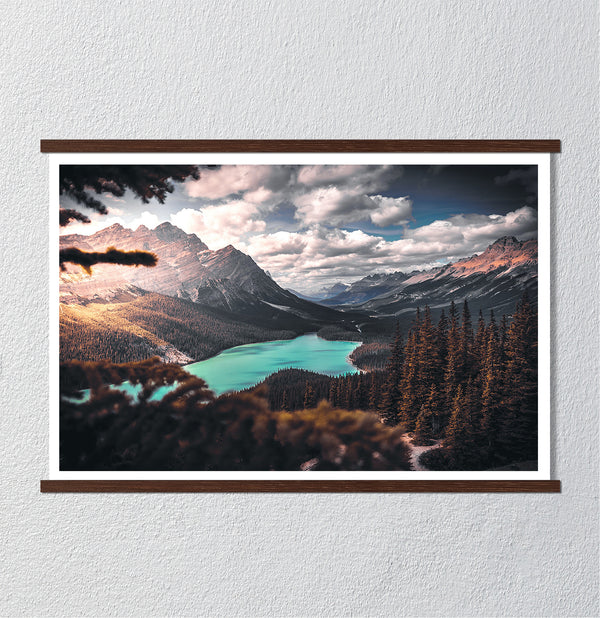 Canvas Wall Poster, Turquoise Water in the Forest Mountains, Wall Art