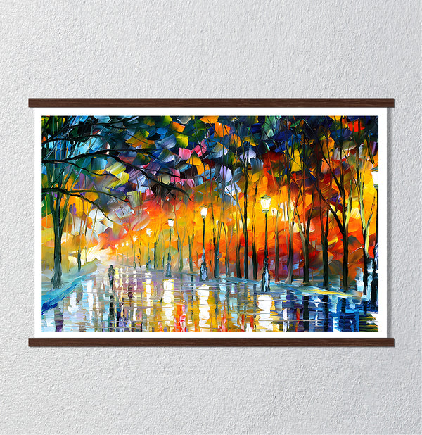 Canvas Wall Poster, Colorful Oil Painted Street, Wall Art
