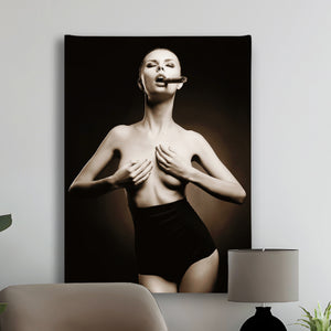 Canvas Wall Art -  Woman With Cigar  Poster